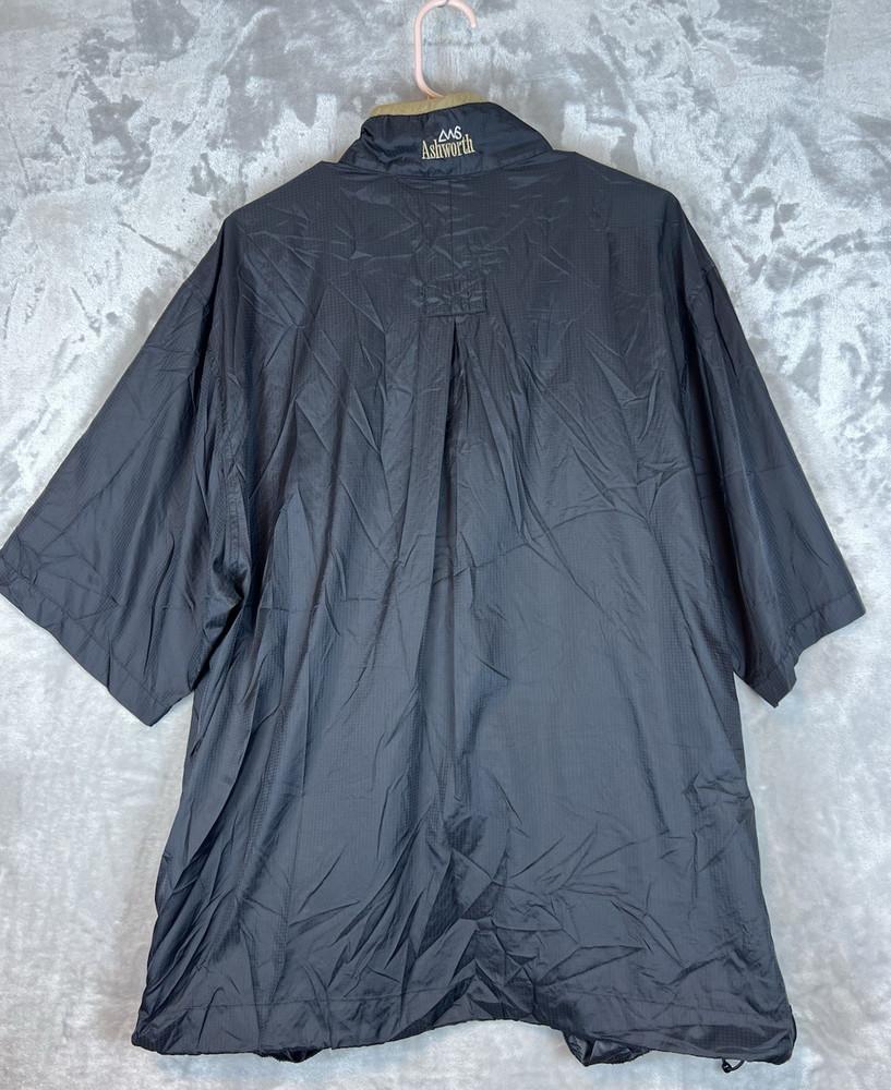 Ashworth AWS Pullover Men's Black Nylon 1/4 Zip SS Windbreaker Lightweight Golf