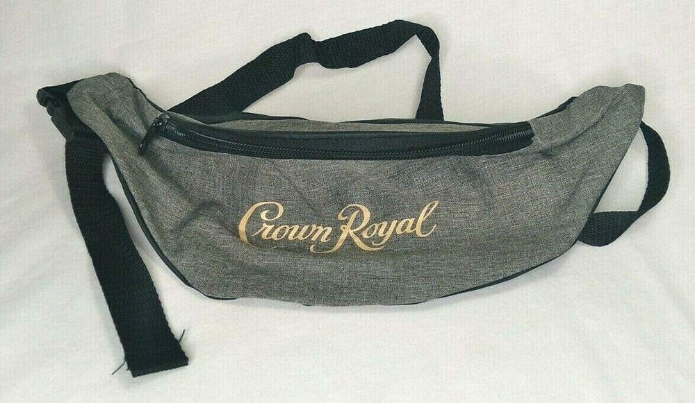 Crown Royal Gray & Black Adjustable Strap Fanny Pack Bag EUC