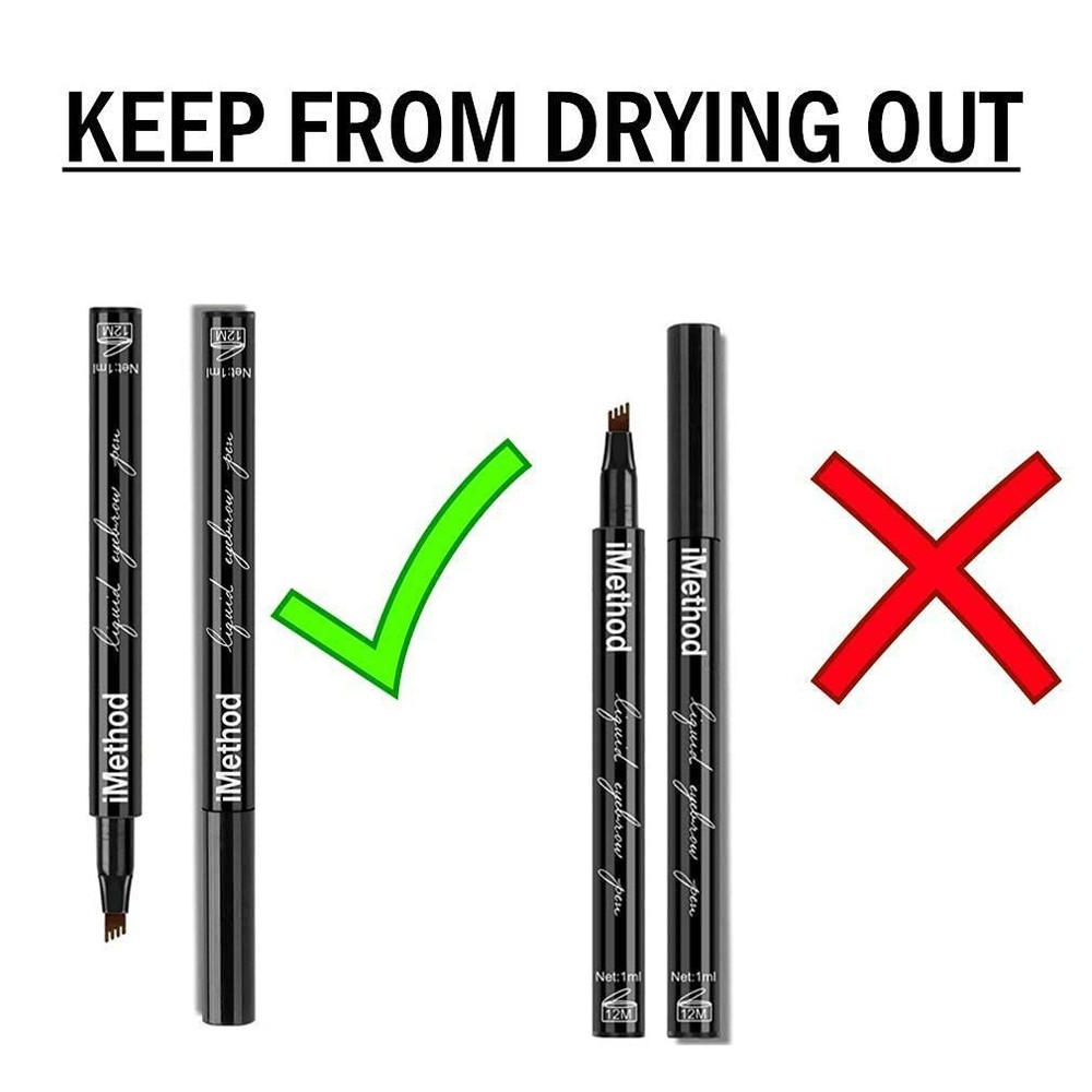 Long-Lasting Black Eyebrow Pen - Easy Micro-Fork Applicator for Realistic Brows