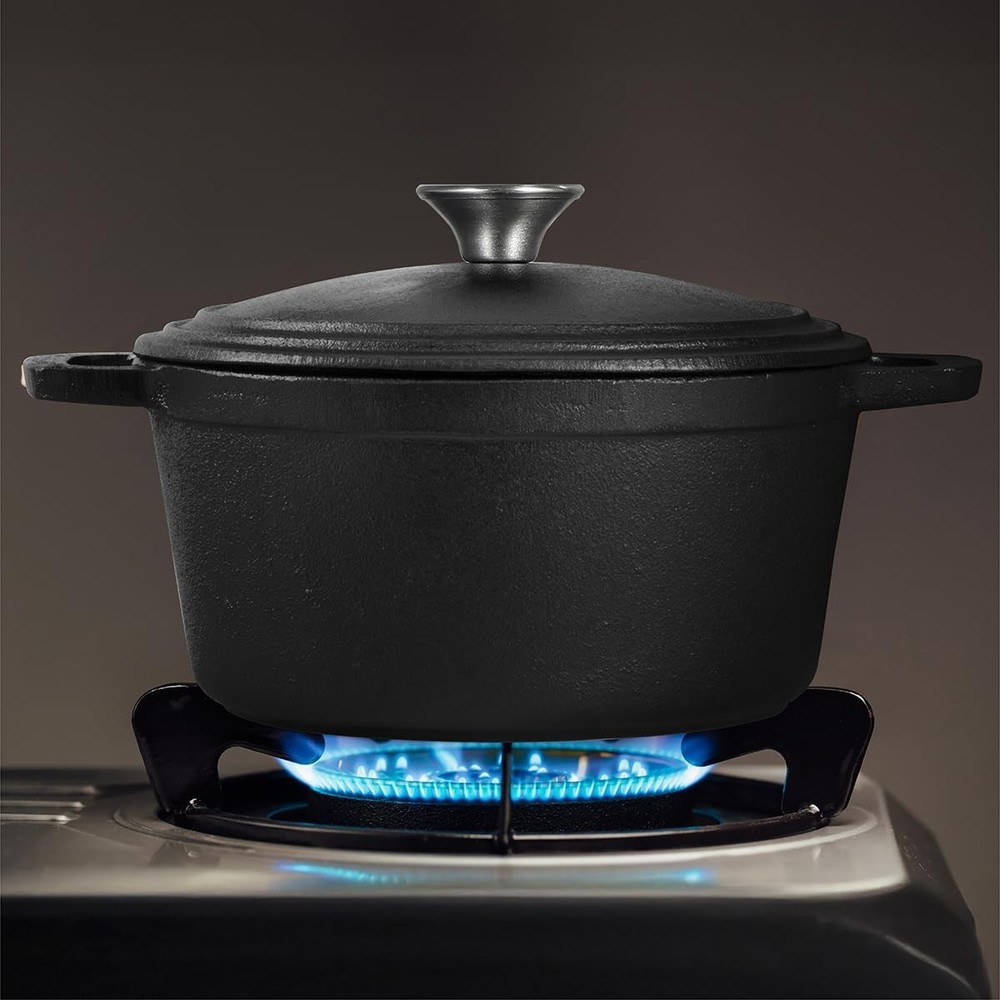 3.4 Quart Cast Iron Dutch Oven W/ Dome Lid & Handles