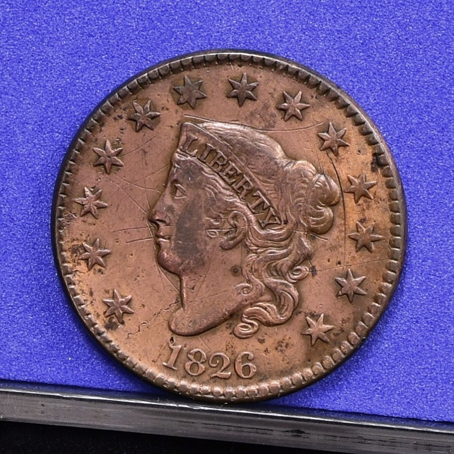 1826 Large Cent - XF Details, Harshly Cleaned (#60218-L)