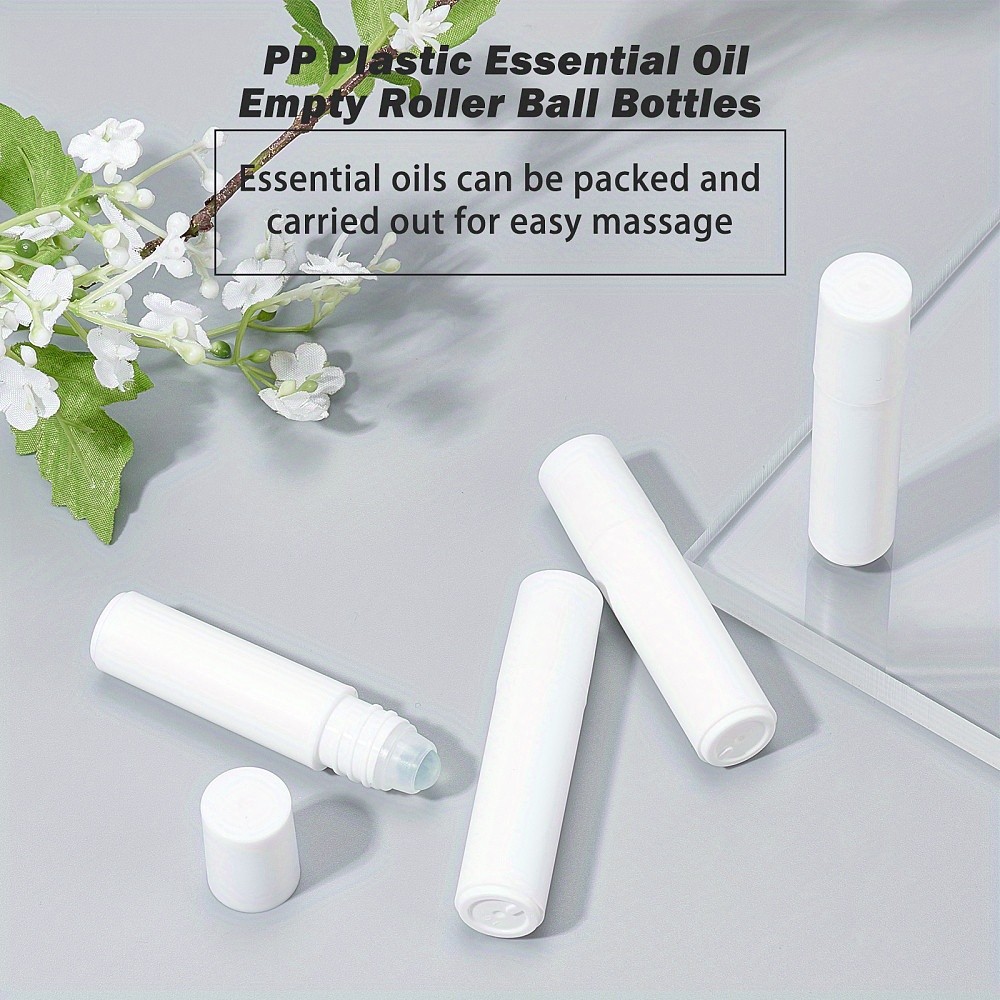 1box PP Plastic Essential Oil Empty Roller Ball Bottles with Glass Roller