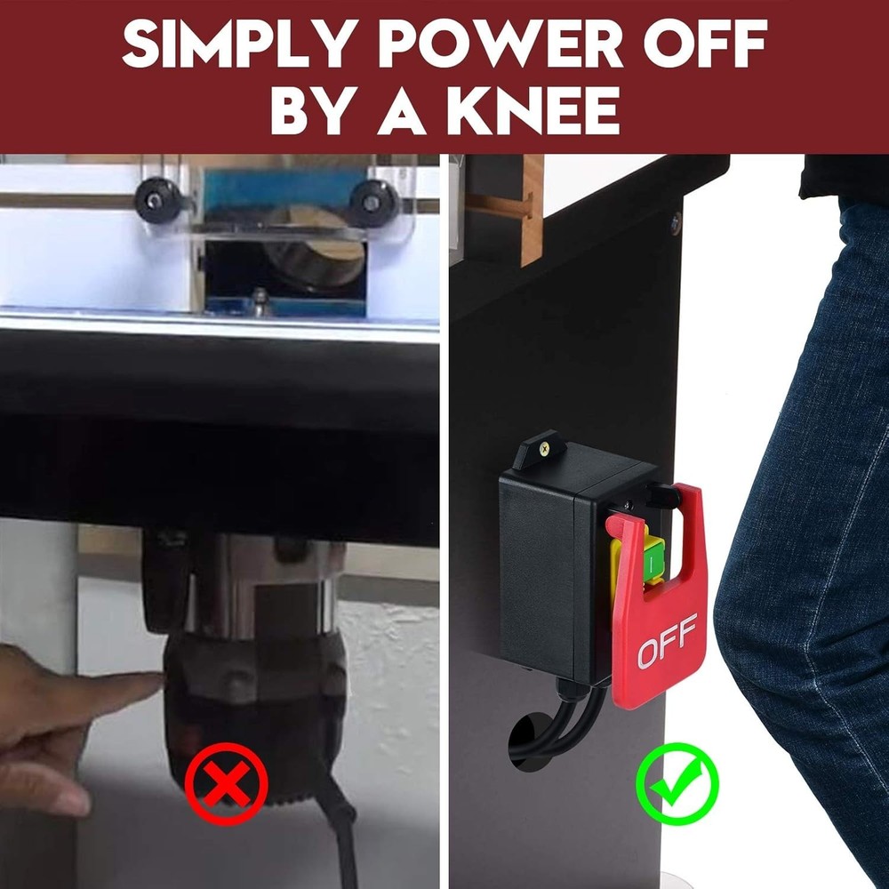 110V Hands-Free Safety Power Switch with Large Paddle for Quick Tool Shutdown