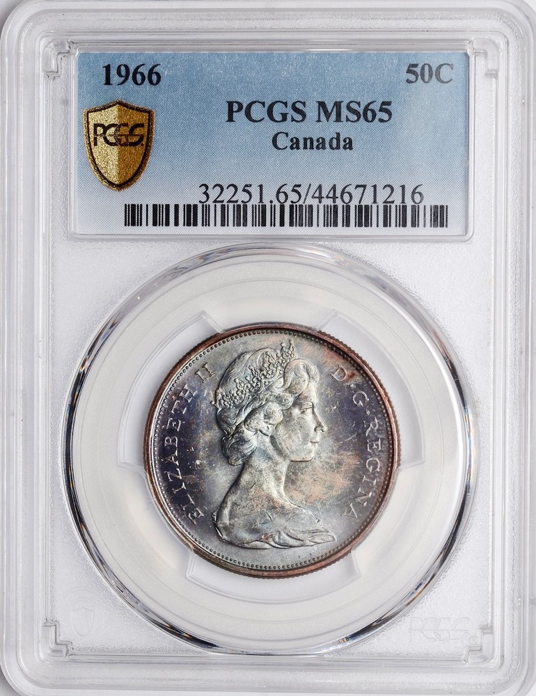 1966 Canada, 50 Cents Coin, PCGS MS 65