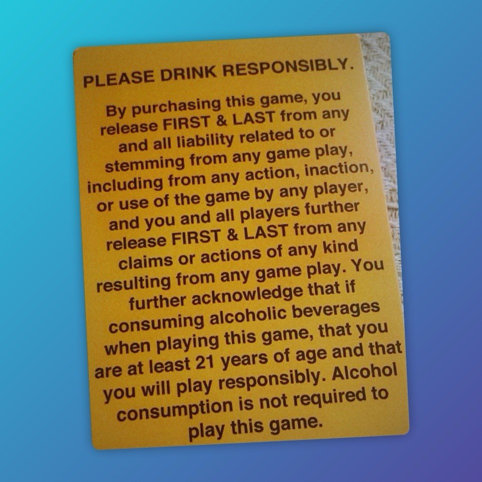 First & Last, Competitive Drinking Card Game - 21+
