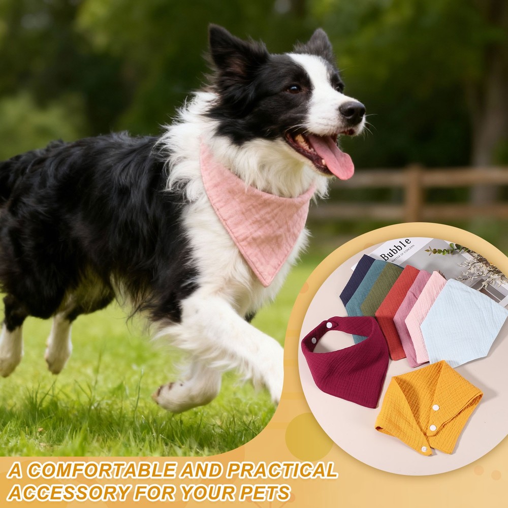 Triangle Dog Bandanas with Button (Fabric, 2Pcs, Dark Yellow)