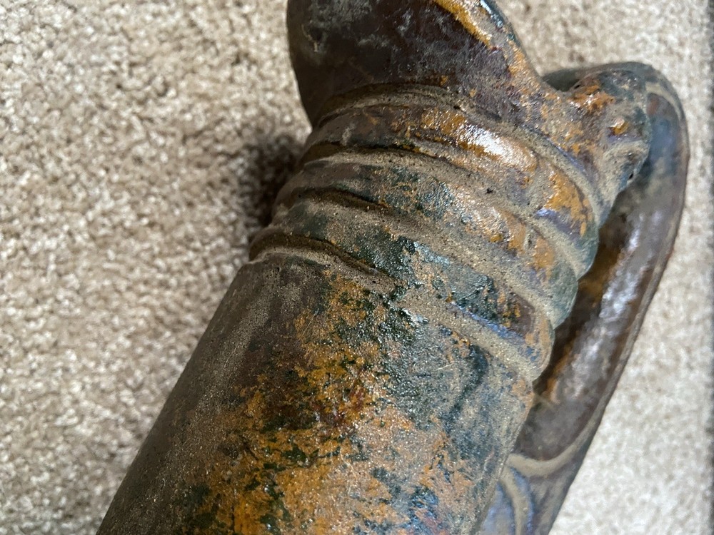 Antique Primitive Tall Ceramic Pottery Jug!