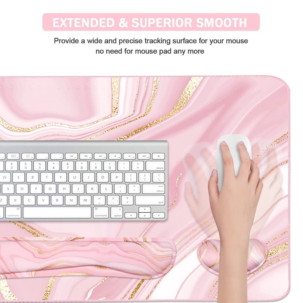 Keyboard Mouse Pad Set, Extended Mouse Pad+Keyboard Wrist Rest Support, Memor...