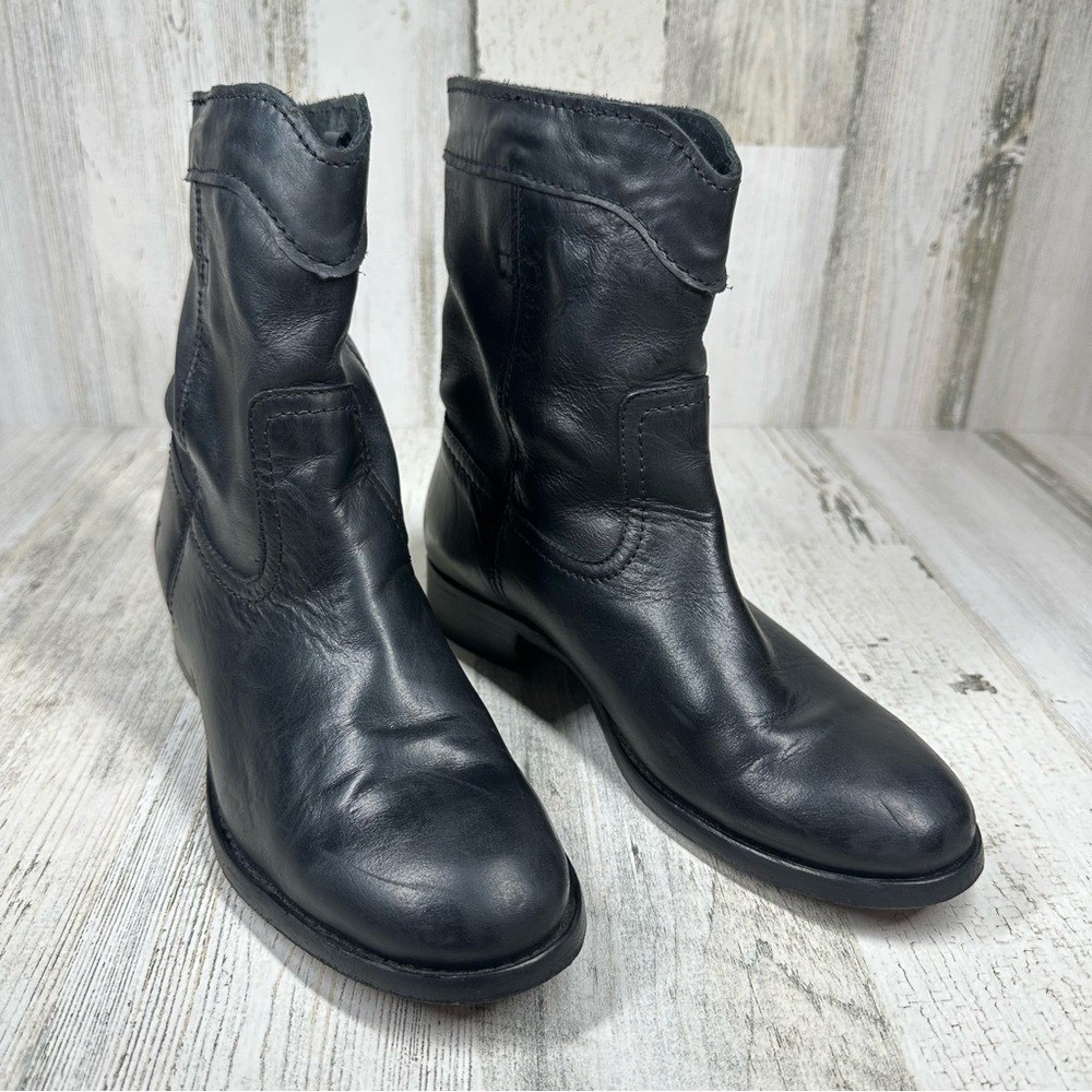 Frye Womens 5.5 Cara Roper Short Boot Black Leather Shoes