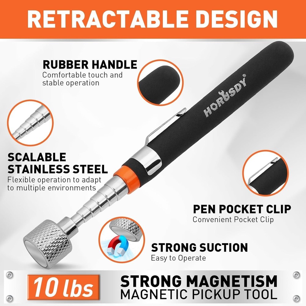 4 - PIECE Magnetic Pickup Tools Kit | Extendable Telescoping Magnet Pick up Tool