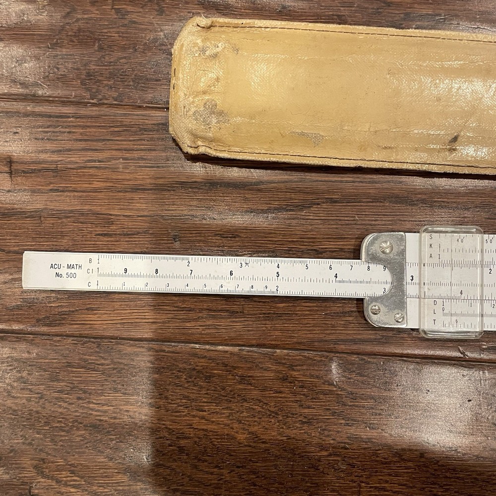 ACU MATH NO 500 SLIDE RULE WITH SHEATH ENGINEERING RULER VTG