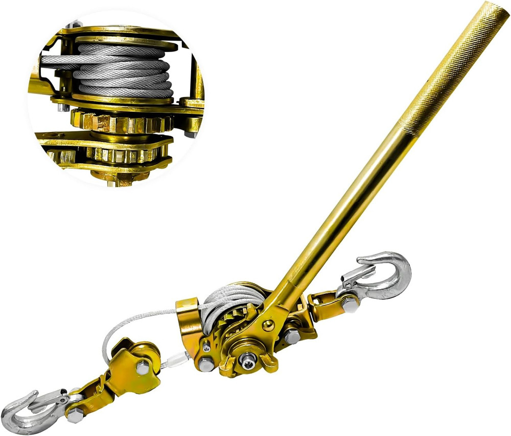Come along Winch Puller, Cable Hoist Winch Puller with 2 Hooks, 2T (4400LBS) Com