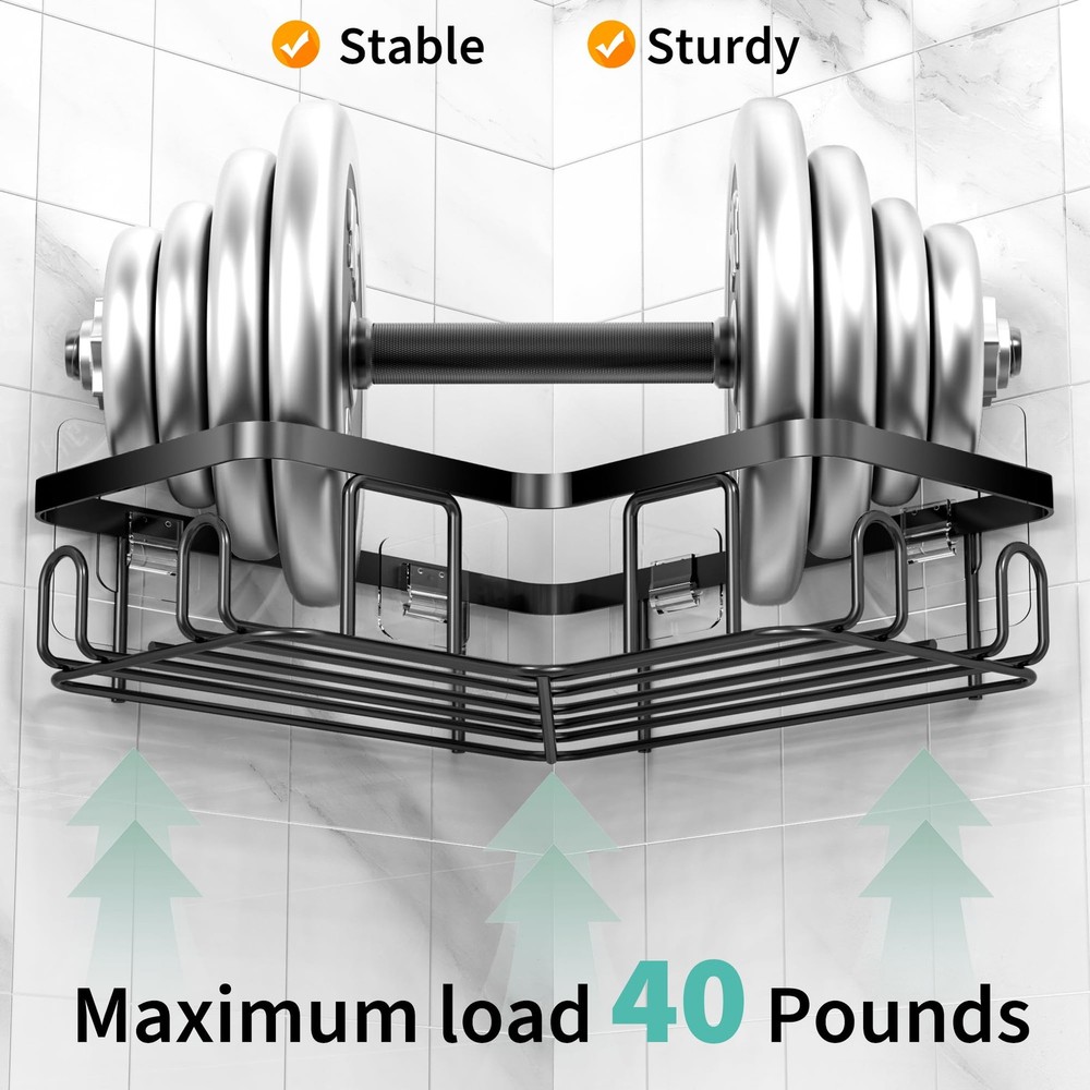 Moforoco 5-Pc L-Shaped Shower Caddy 10.2" Rustproof Corner Organizer