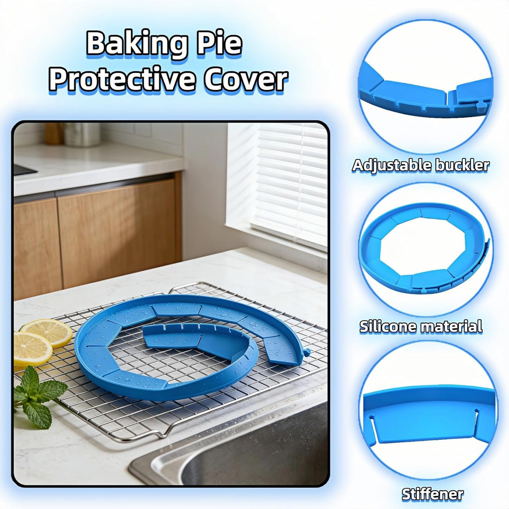Adjustable Silicone Pie Crust Shield | 8.7-11.4" Reusable Baking Guard | Prevent