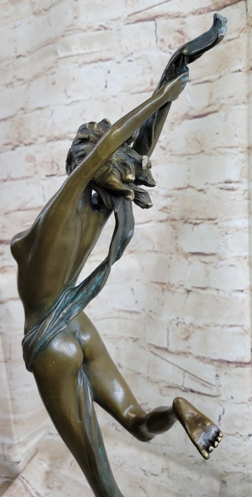 100% Solid Bronze Leap Dancer Sculpture Figurine Lost Wax Method Nude Artwork
