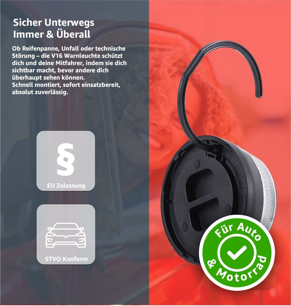 5x Warning Light V16 - Approved Emergency Light & Warning Triangle Replacement