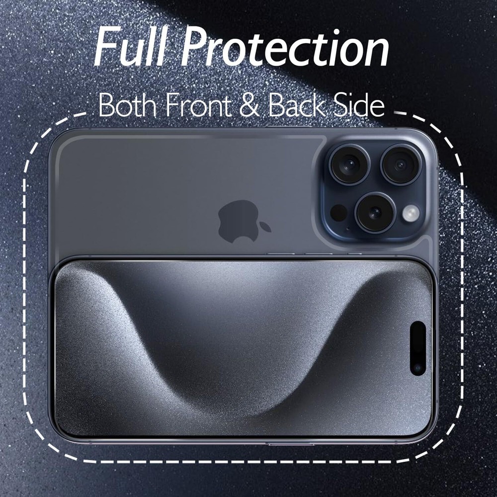 Front+Back Full Body Tempered Glass Screen Protector For iPhone 15 Pro Max Plus