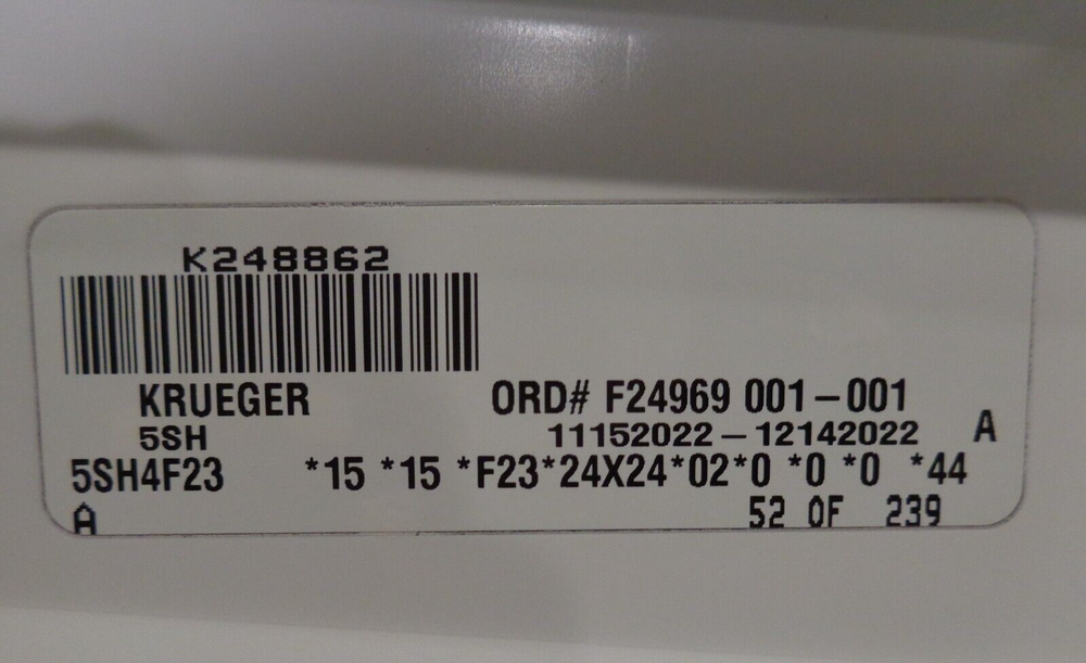 KRUEGER 24X24 VENT DIFFUSER 5SH4F23 & NEW & FREE SHIPPING