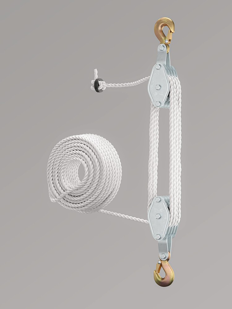SoB Block and Tackle Pulley System for Lifting Objects - 4000LB Breaking Stre...
