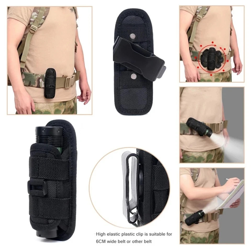 Tactical Flashlight Pouch Belt Torch Bag Durable Hunting Lighting Accessory Surv