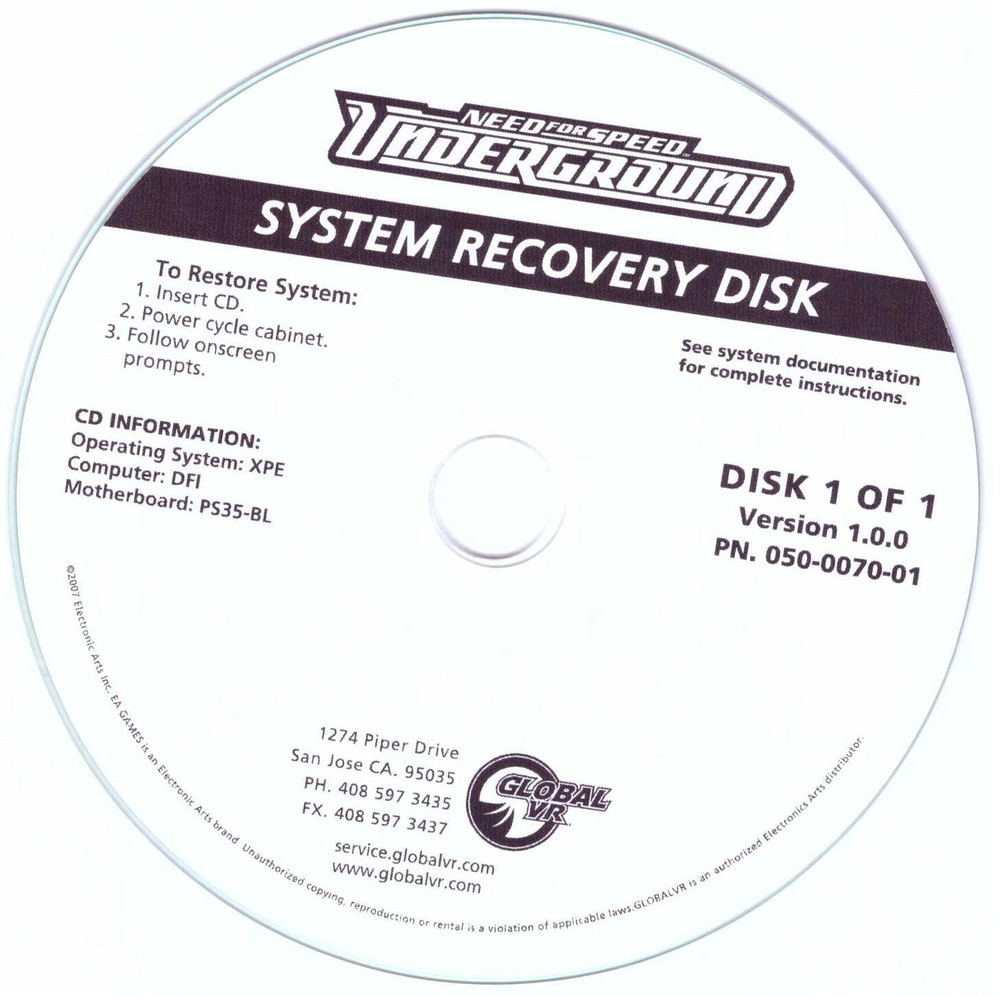 Global VR Need For Speed Under Ground System Recovery