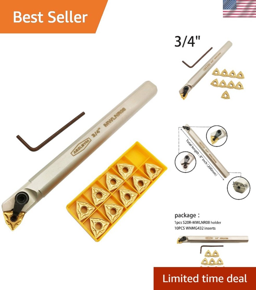 3/4" Internal Boring Bar Holder with TiN Coated CNC Inserts - Precision Tooling