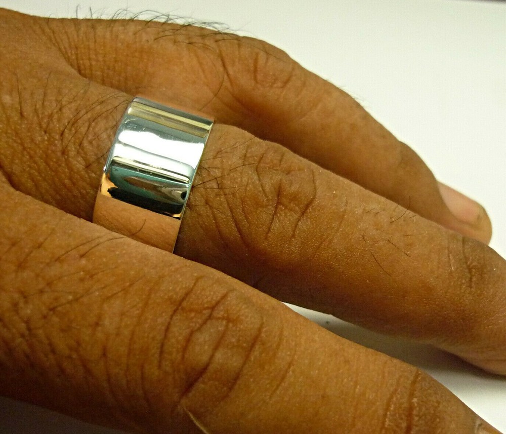 10 mm Silver Band Ring 925 Sterling Flat Plain Thickness 1.4 mm Size 5 - 15 US.