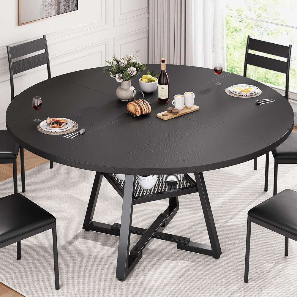 51'' round Dining Table,Kitchen Dining Room Circle Dinner Pedestal Table,Space S