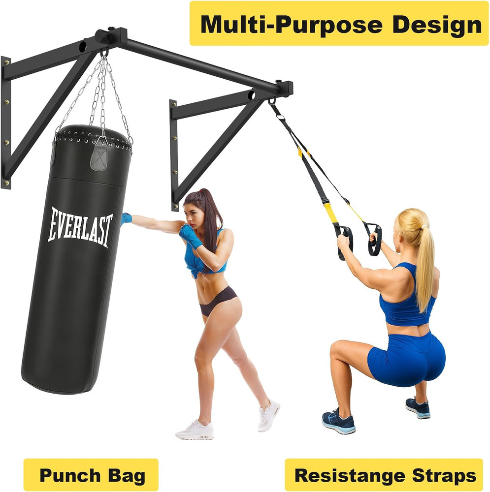 Pull up Bar Wall Mounted, Adjustable Depth 51" Chin up Bar, Strength Training Pu