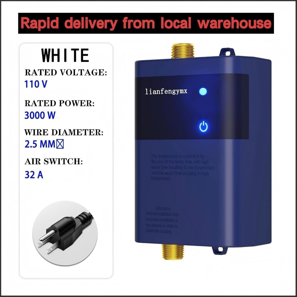 3000W Tankless Water Heater 110V, Electric Instant Hot Water Heater Under Sink,