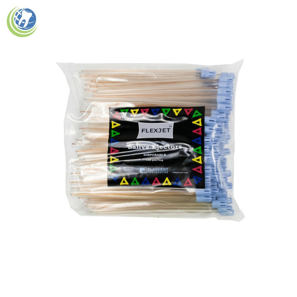 Dental Disposable Saliva Suction Ejectors Clear Blue Tip Bendable 6" 100 pc