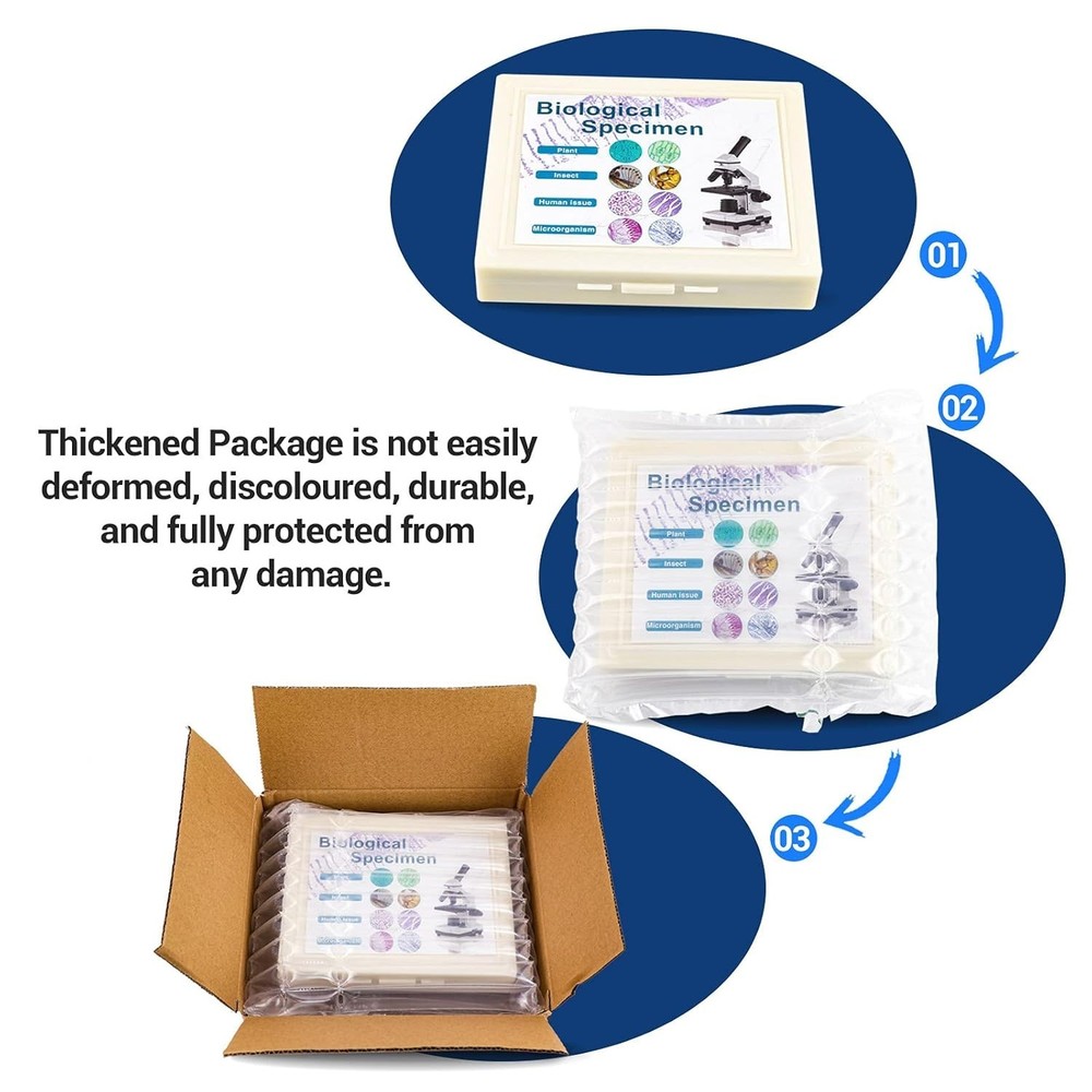 Optical Glass Prepared Microscope Slides - 100 Specimens for Science Exploration