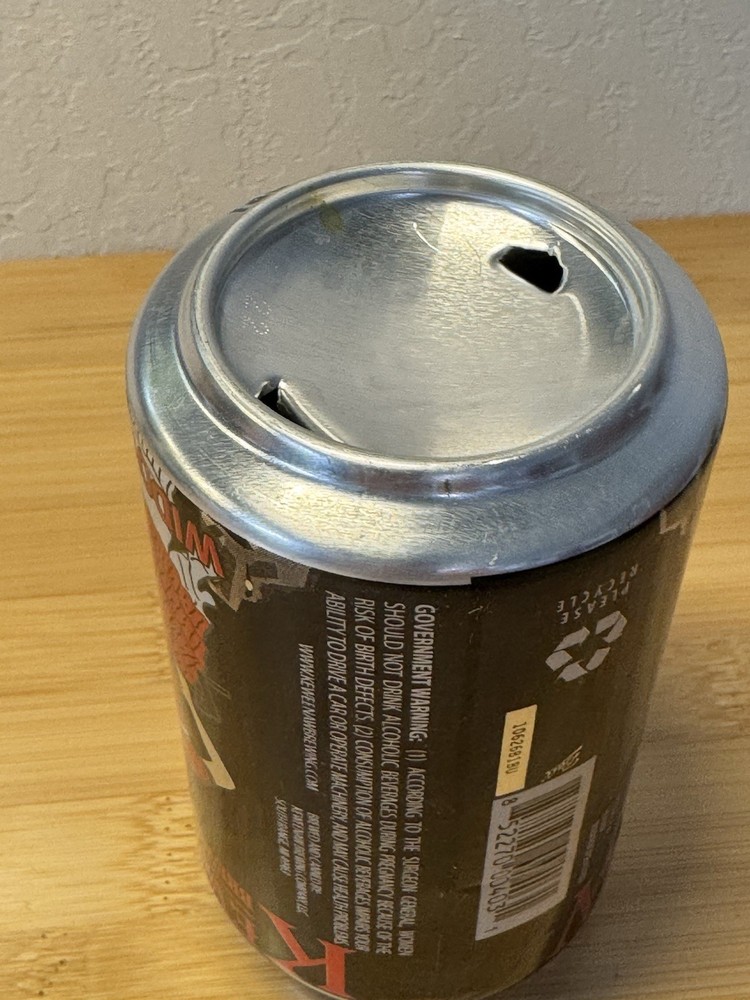 Keweenaw Widow Maker Black Ale - Empty Beer Can Bottom Opened