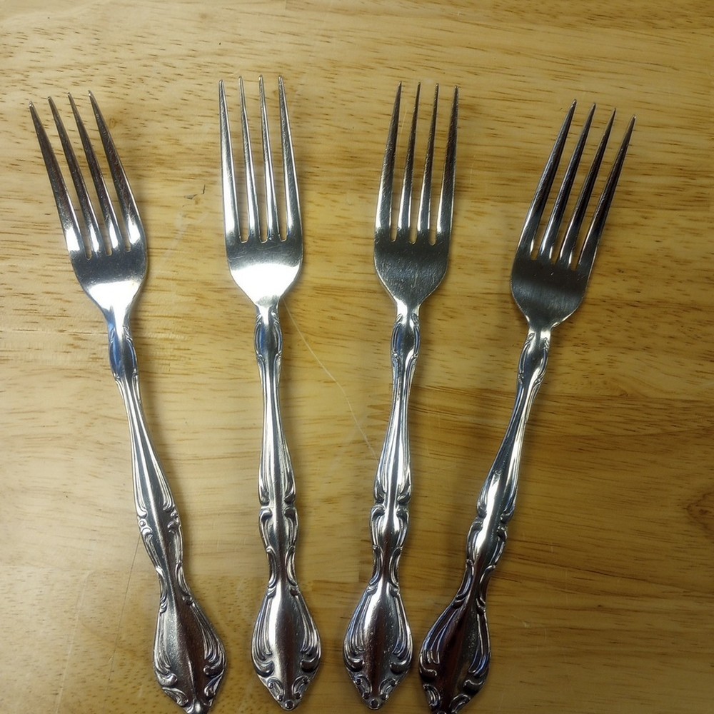 Vintage Edward Don Co stainless flatware 4 Dinner Fork Similar To Catata Pattern