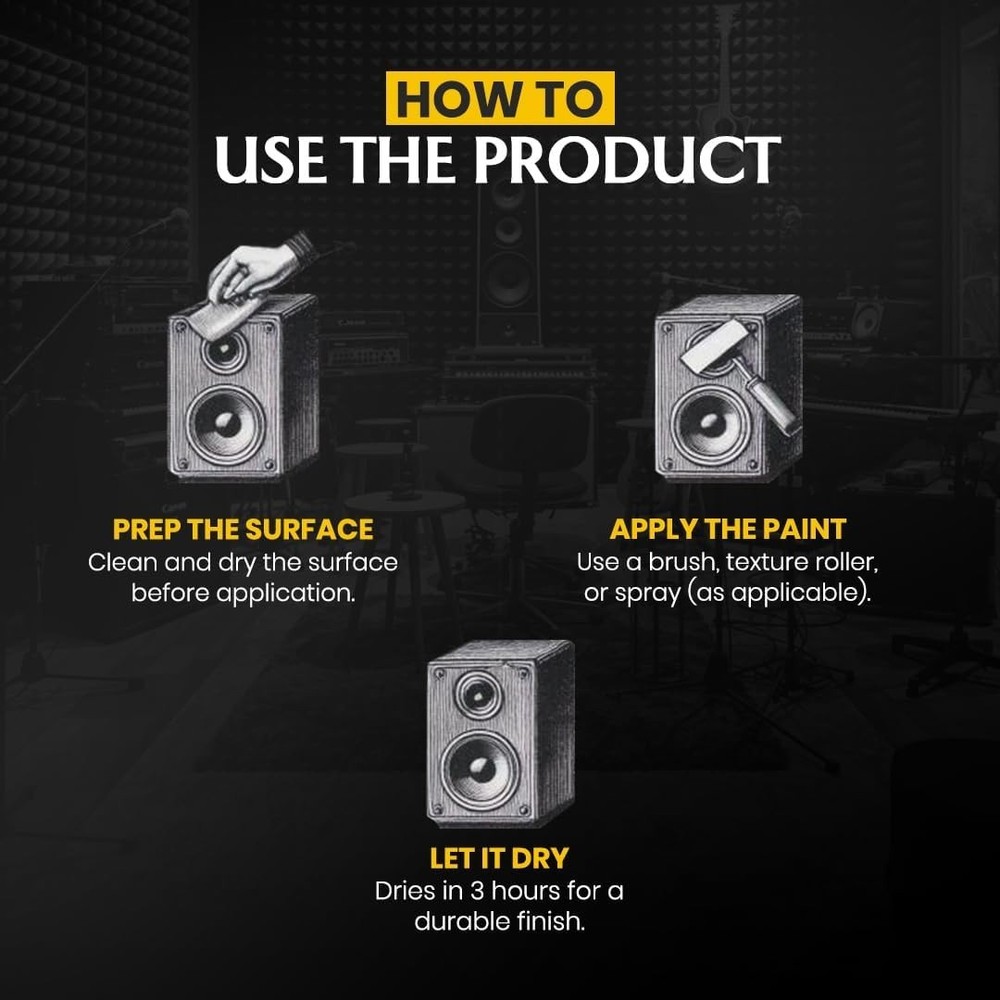 Speaker Paint Black 1 Quart Texture Coating for Speaker Cabinets, Road Cases,...