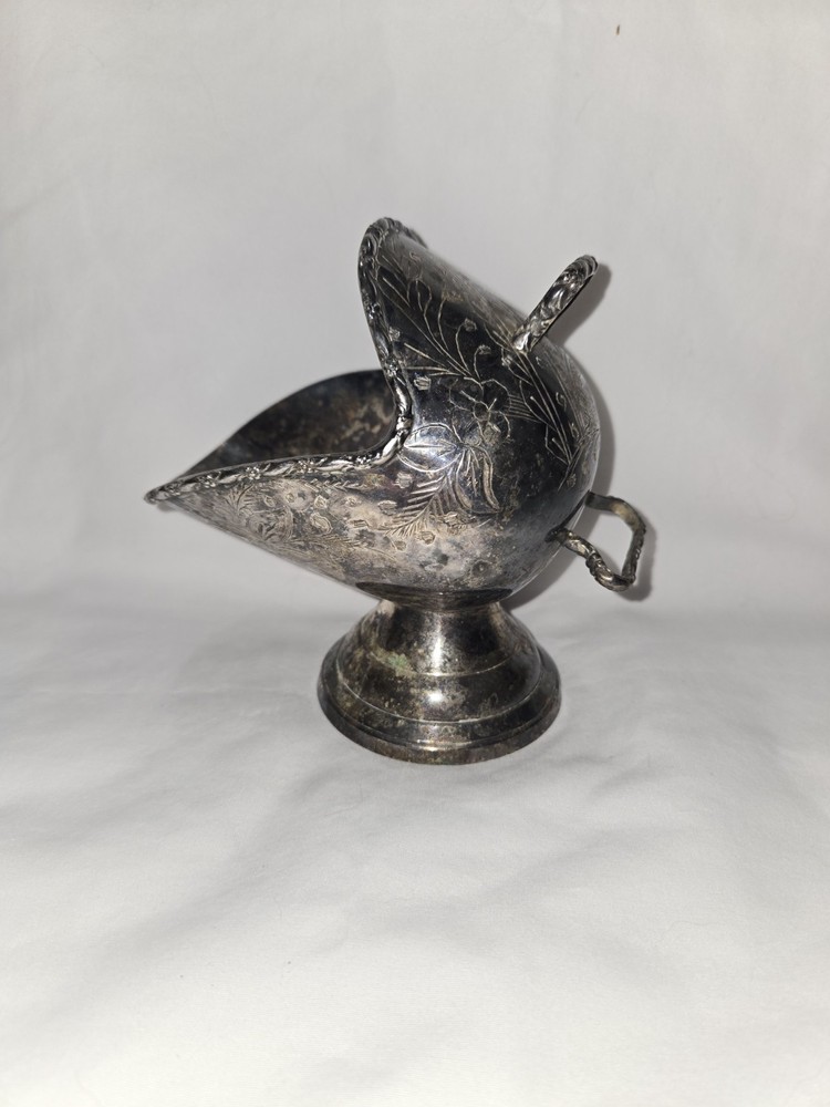 Vintage Sugar Scuttle Silver Plate Floral Design