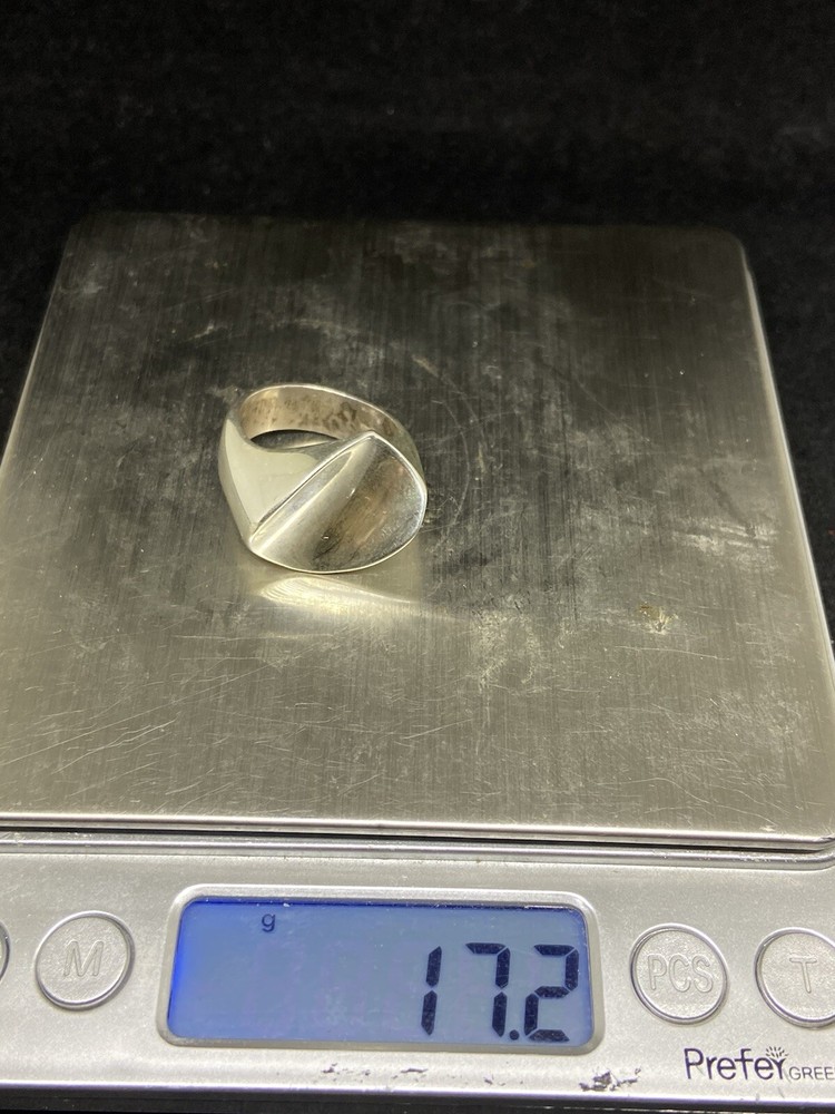 Native American Navajo plain sterling silver stamped ring size 9