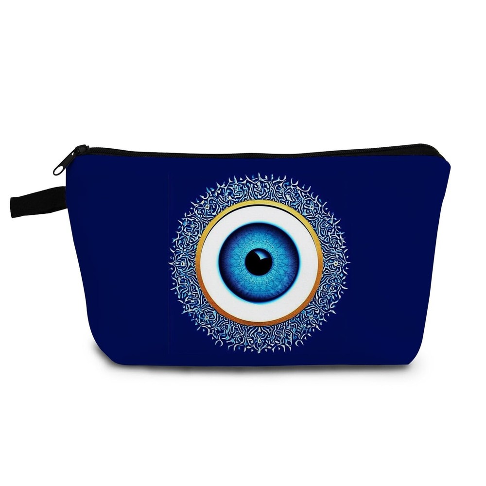 Blue Eye Pattern Present Evil Eye Makeup Bag Cute Small Organizer Bag with Zi...