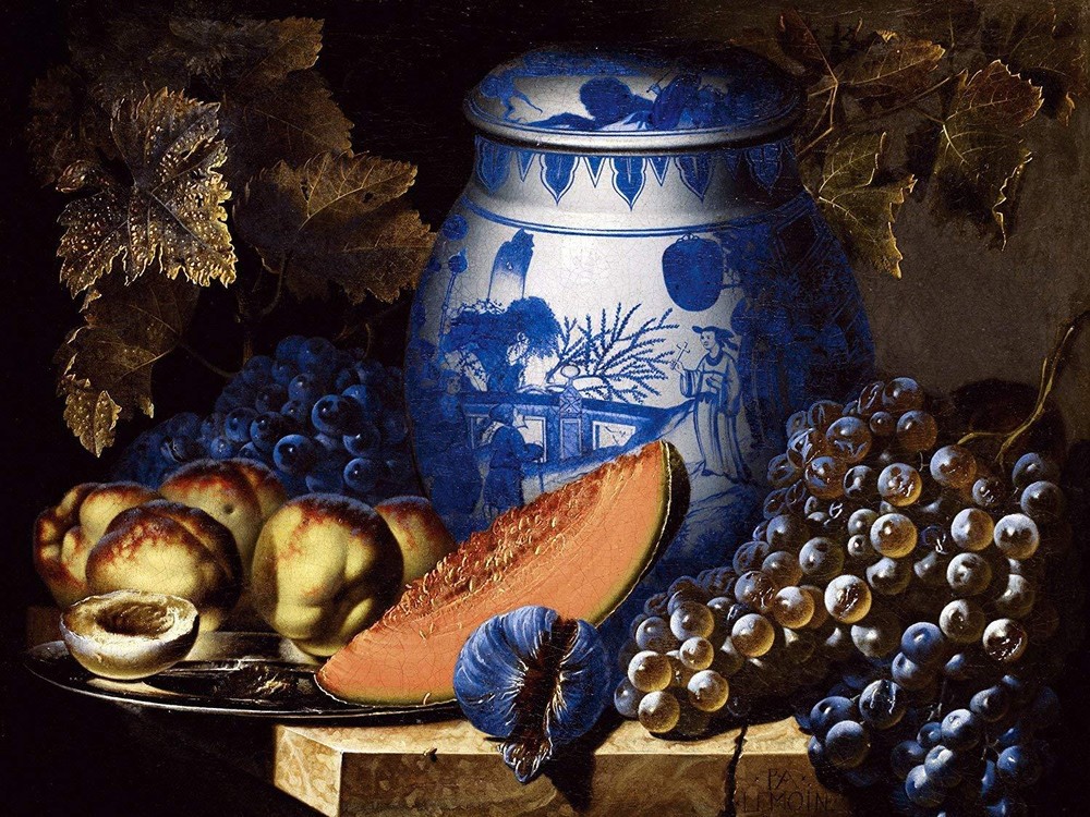 fruit peach grapes melon P. Lemoine Tile Mural Kitchen Backsplash Ceramic 10x8