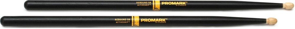 Promark Rebound Drumsticks with ActiveGrip - 5B - Wood Tip (2-pack) Bundle