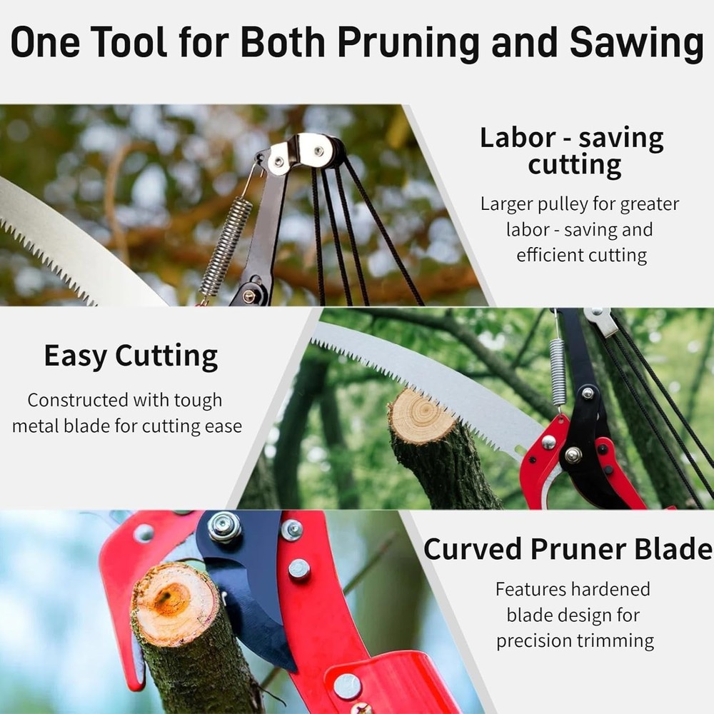 Pole Saws for Tree Trimming - 14FT Dual-Pulley Tree Pruner, Tree Trimmers Long