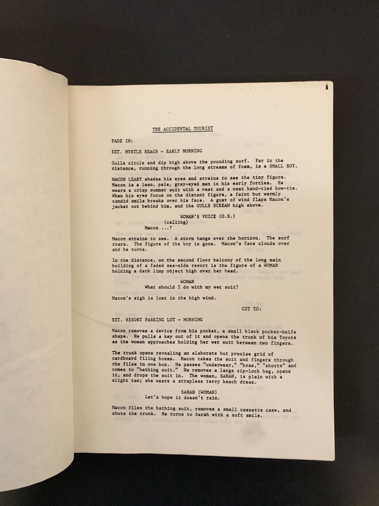 Lawrence Kasdan ACCIDENTAL TOURIST Script First Draft 1986 Anne Tyler