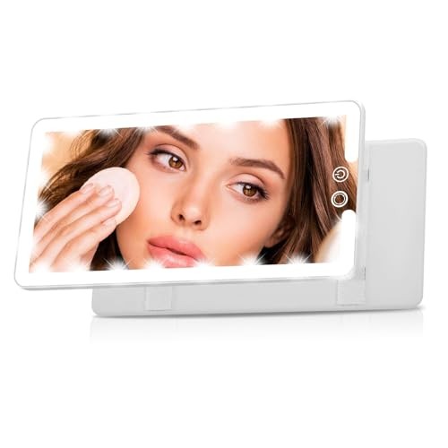 Car Visor Vanity Mirror with Light, Rechargeable Dimmable Touch LED 1pcs) White