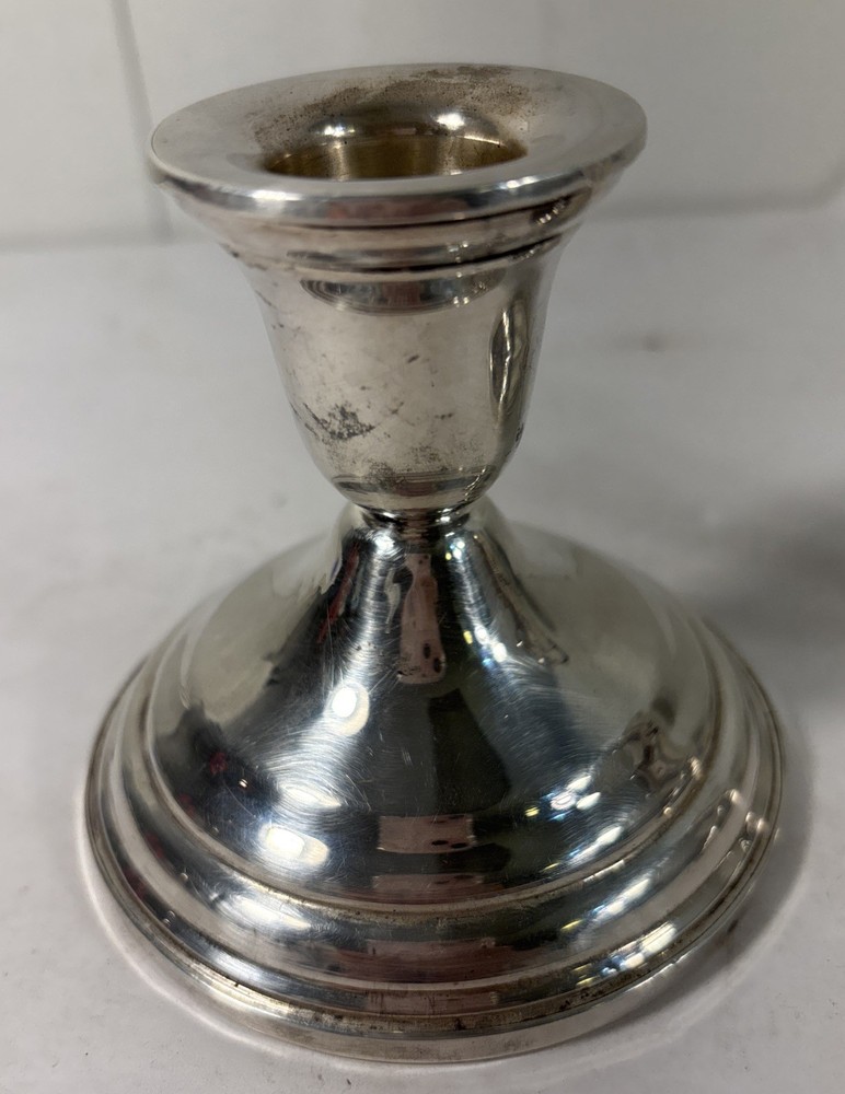 Pair of Sterling Silver Weighted Candlestick Holders