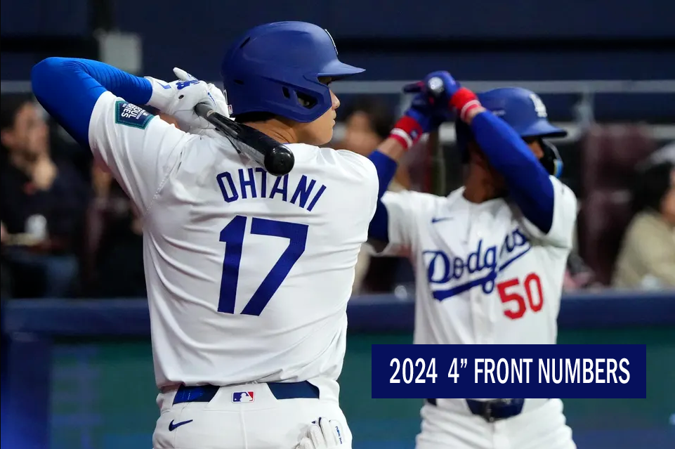 Authentic Tackle Twill Dodgers Front Numbers and LA Sleeve Patches