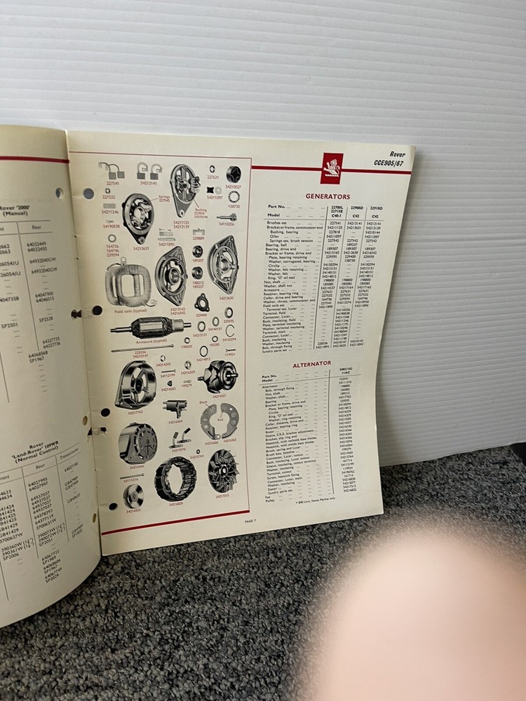 LUCAS EQUIPMENT CATALOGUE ROVER 1967