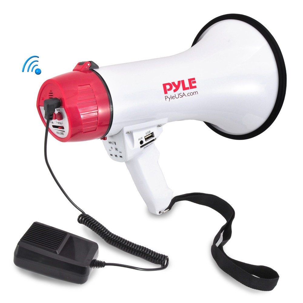 Pyle Bluetooth Bullhorn PA Megaphone iPhone Speaker w/ Wired Connection