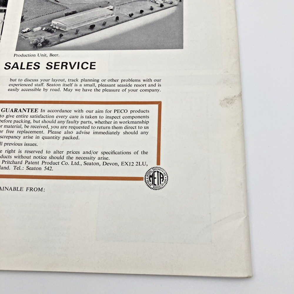 PECO Model Train and Railways Catalog 1971 with Pricelist Insert