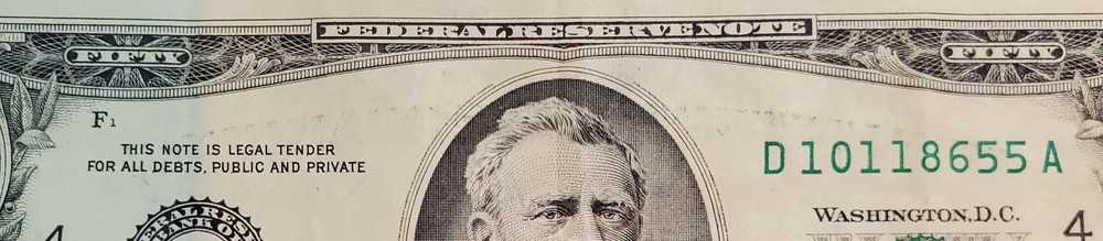 1990 50 dollar bill Multiple errors