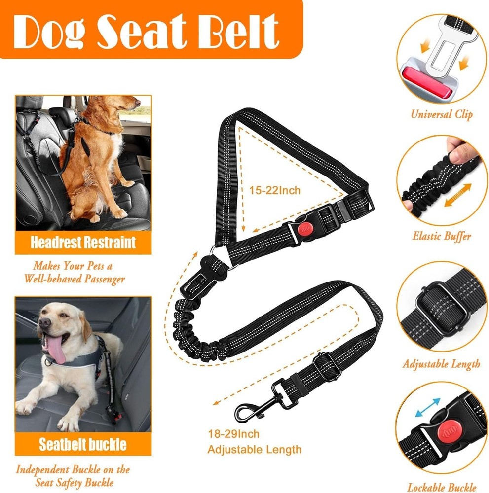No Pull Dog Harness, Collar & Leash Set | Includes Dog Seat Belt, Collapsible...